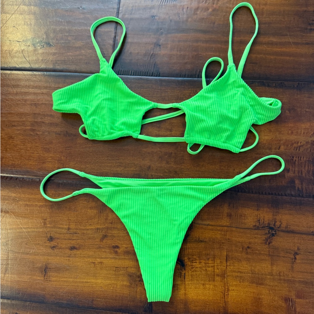 Frankie’s Bikinis Vibrant Green Bikini Set